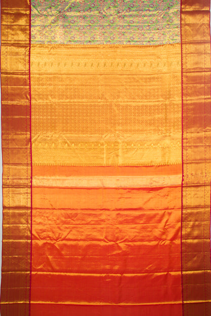 Kanchipuram Silk Tissue Jaal Green Saree