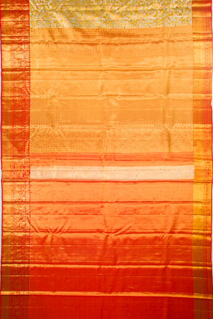 Kanchipuram Silk Tissue Jaal Yellow Saree