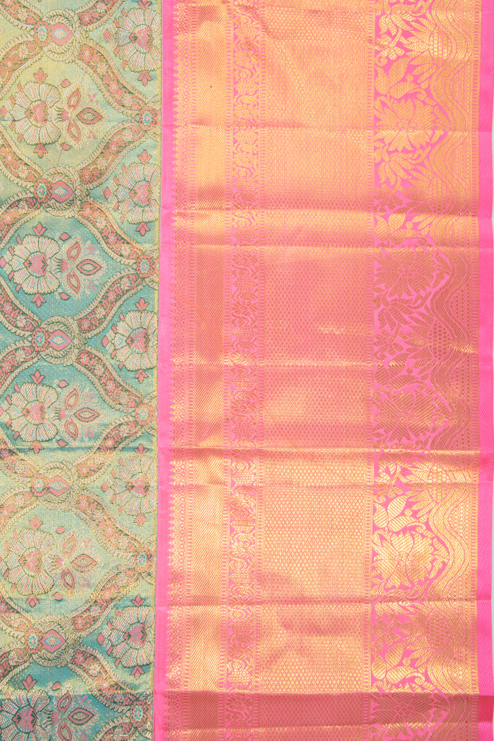 Kanchipuram Silk Tissue Brocade Blue Saree