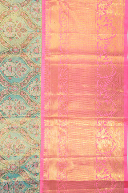 Kanchipuram Silk Tissue Brocade Blue Saree