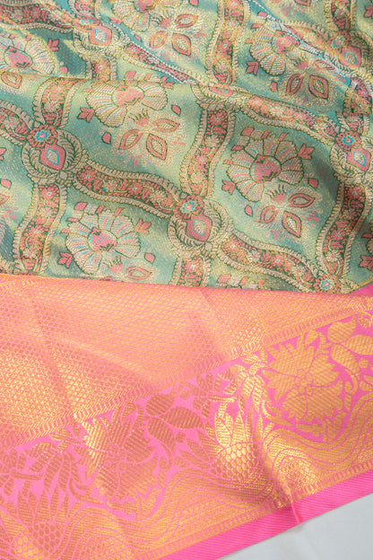 Kanchipuram Silk Tissue Brocade Blue Saree