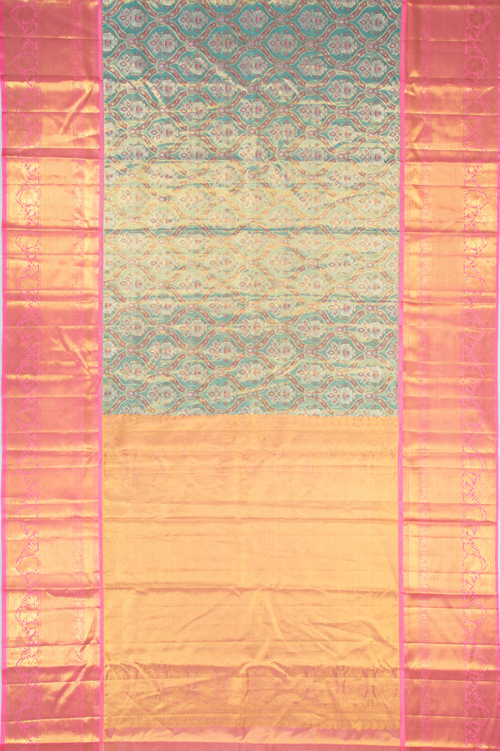 Kanchipuram Silk Tissue Brocade Blue Saree