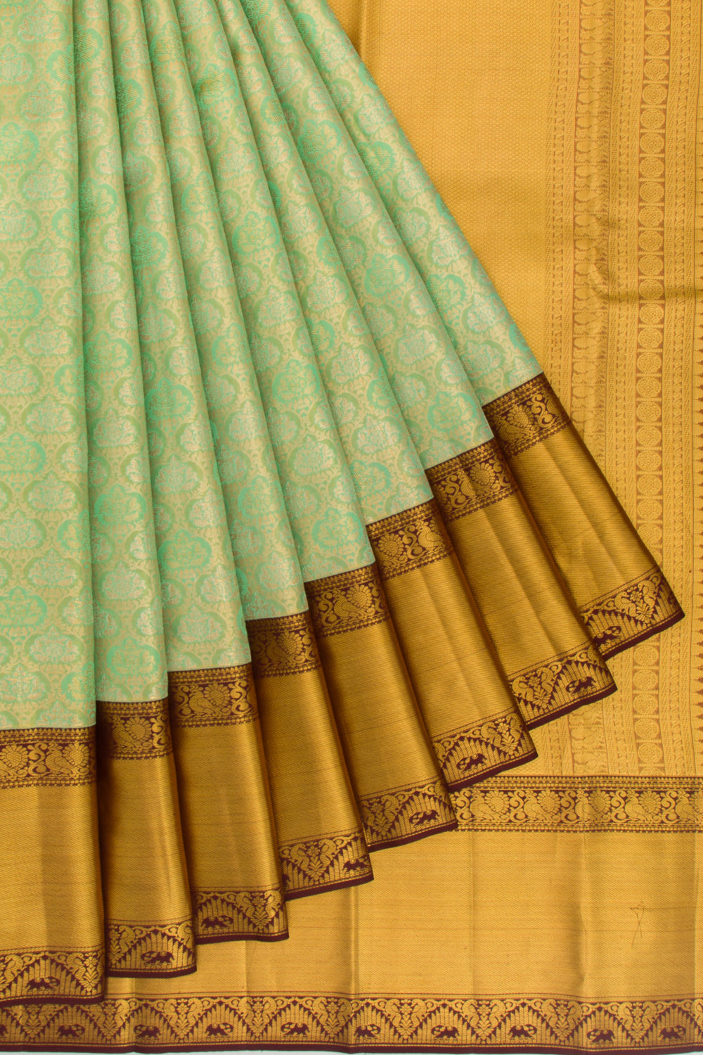 Taranga Kanchi Silk Tissue Brocade Green Saree