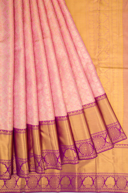 Taranga Kanchi Silk Tissue Jaal And Butta Pink Saree