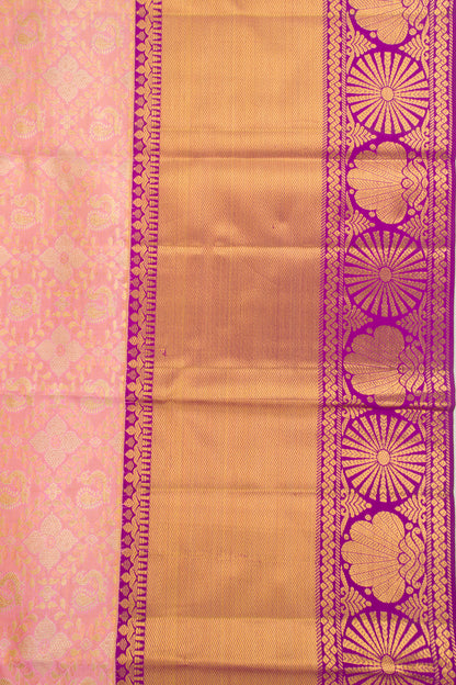 Taranga Kanchi Silk Tissue Jaal And Butta Pink Saree