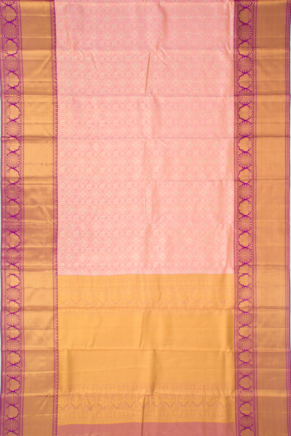 Taranga Kanchi Silk Tissue Jaal And Butta Pink Saree