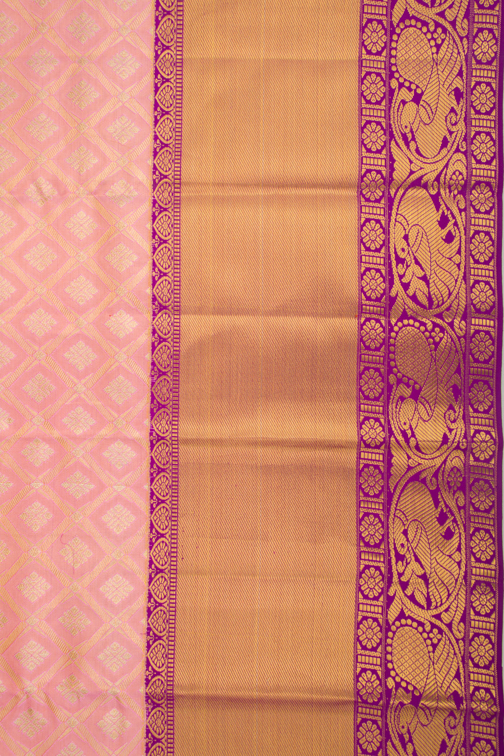 Taranga Kanchi Silk Tissue Checks And Butta Pink Saree