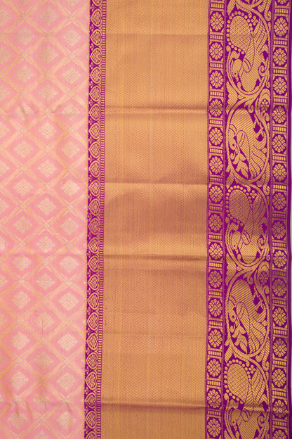 Taranga Kanchi Silk Tissue Checks And Butta Pink Saree