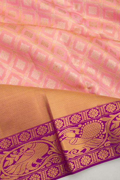 Taranga Kanchi Silk Tissue Checks And Butta Pink Saree