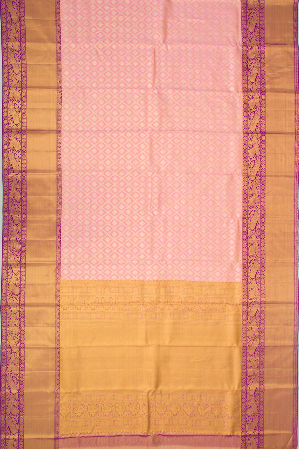 Taranga Kanchi Silk Tissue Checks And Butta Pink Saree