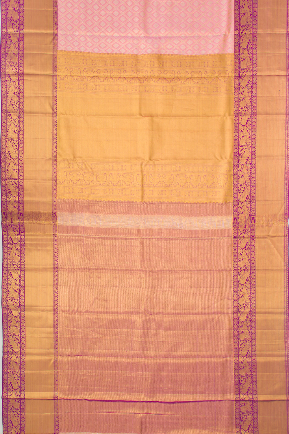 Taranga Kanchi Silk Tissue Checks And Butta Pink Saree