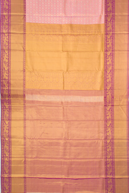 Taranga Kanchi Silk Tissue Checks And Butta Pink Saree