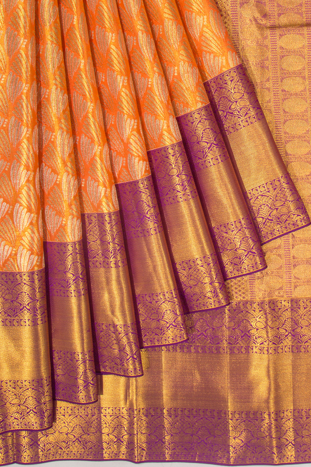 Taranga Kanchi Silk Tissue Brocade Orange Saree