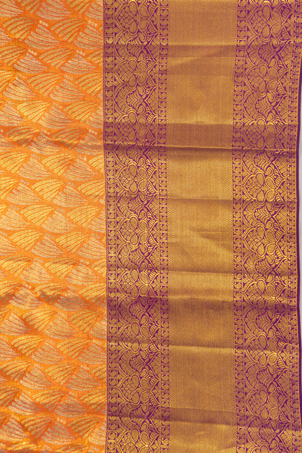 Taranga Kanchi Silk Tissue Brocade Orange Saree