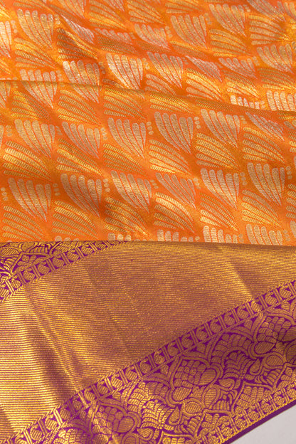 Taranga Kanchi Silk Tissue Brocade Orange Saree