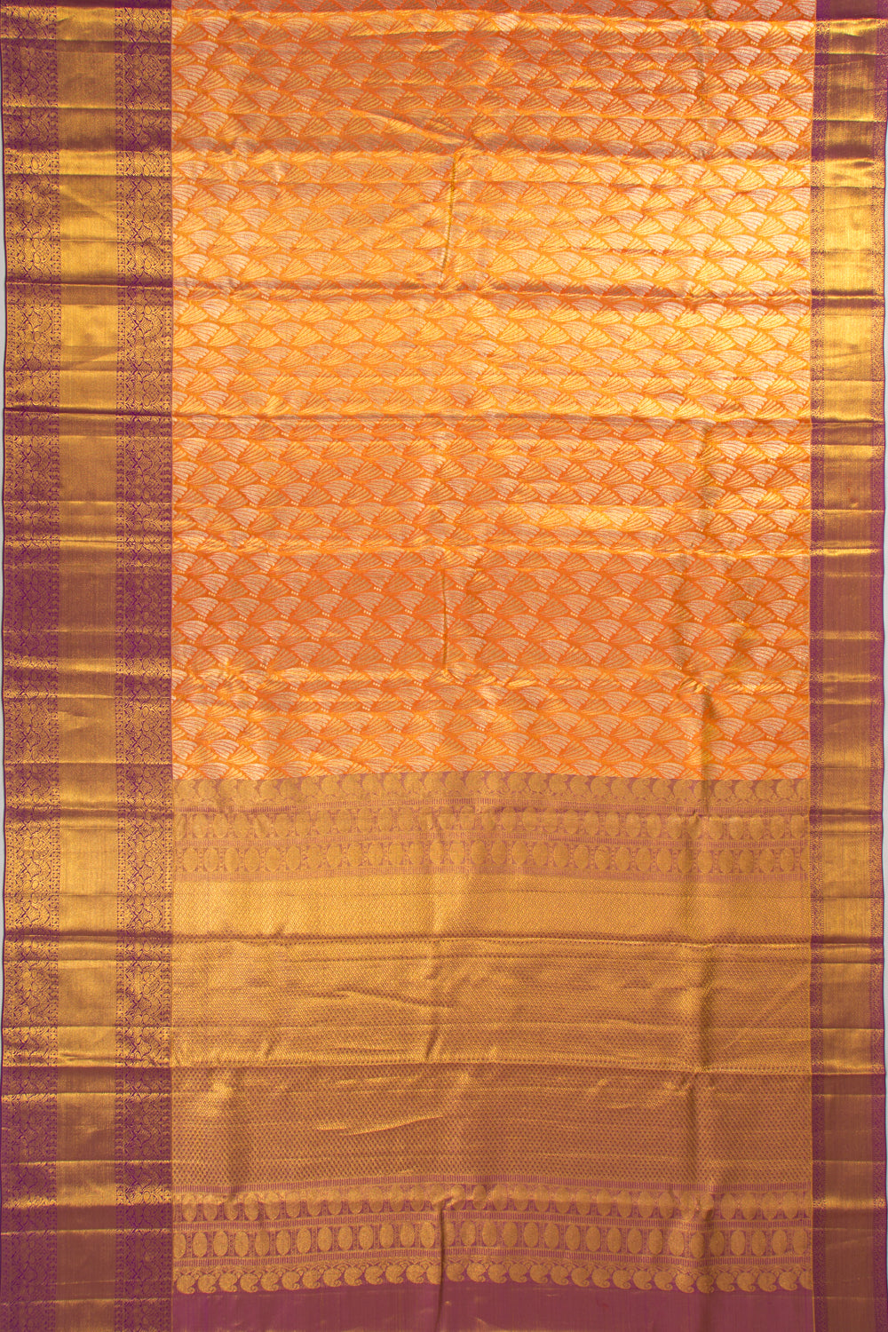 Taranga Kanchi Silk Tissue Brocade Orange Saree