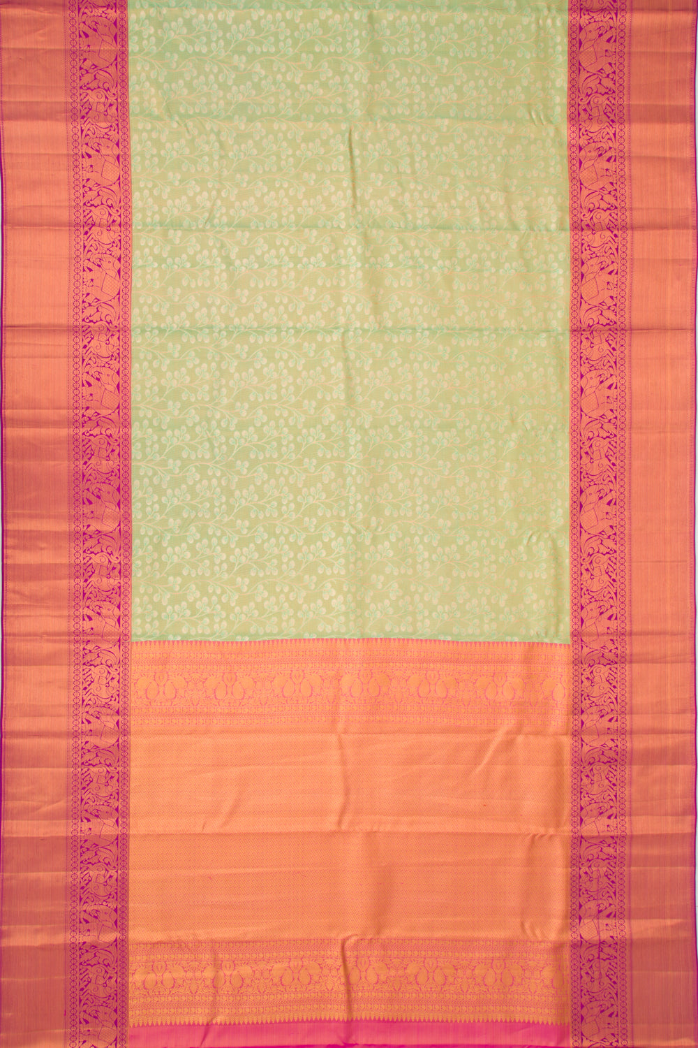 Taranga Kanchi Silk Tissue Jaal Sea Green Saree