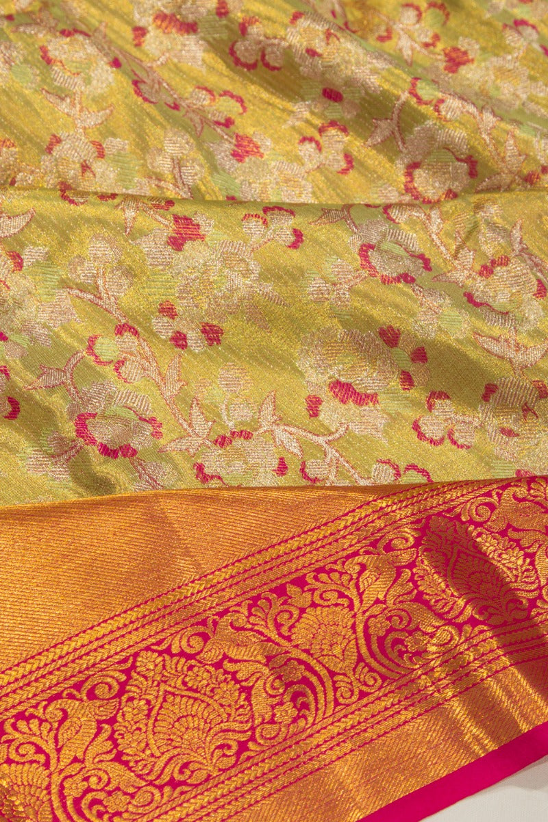 Taranga Kanchi Silk Tissue Jaal Green Saree