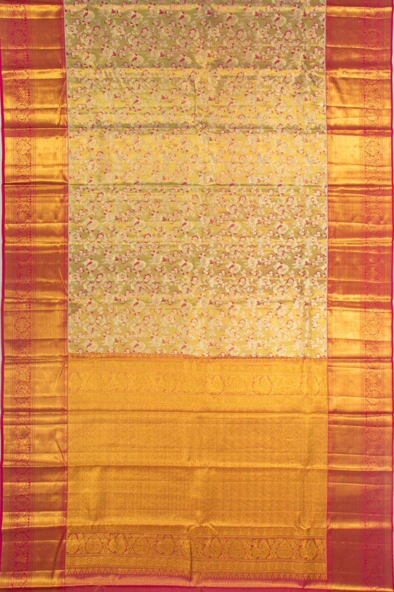 Taranga Kanchi Silk Tissue Jaal Green Saree