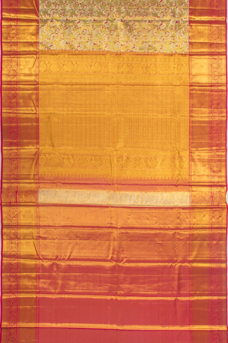 Taranga Kanchi Silk Tissue Jaal Green Saree