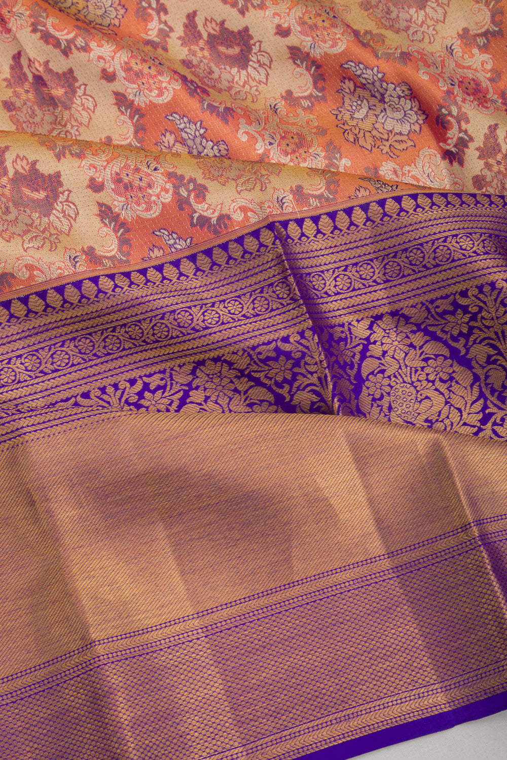 Taranga Kanchi Silk Tissue Brocade Gold Saree