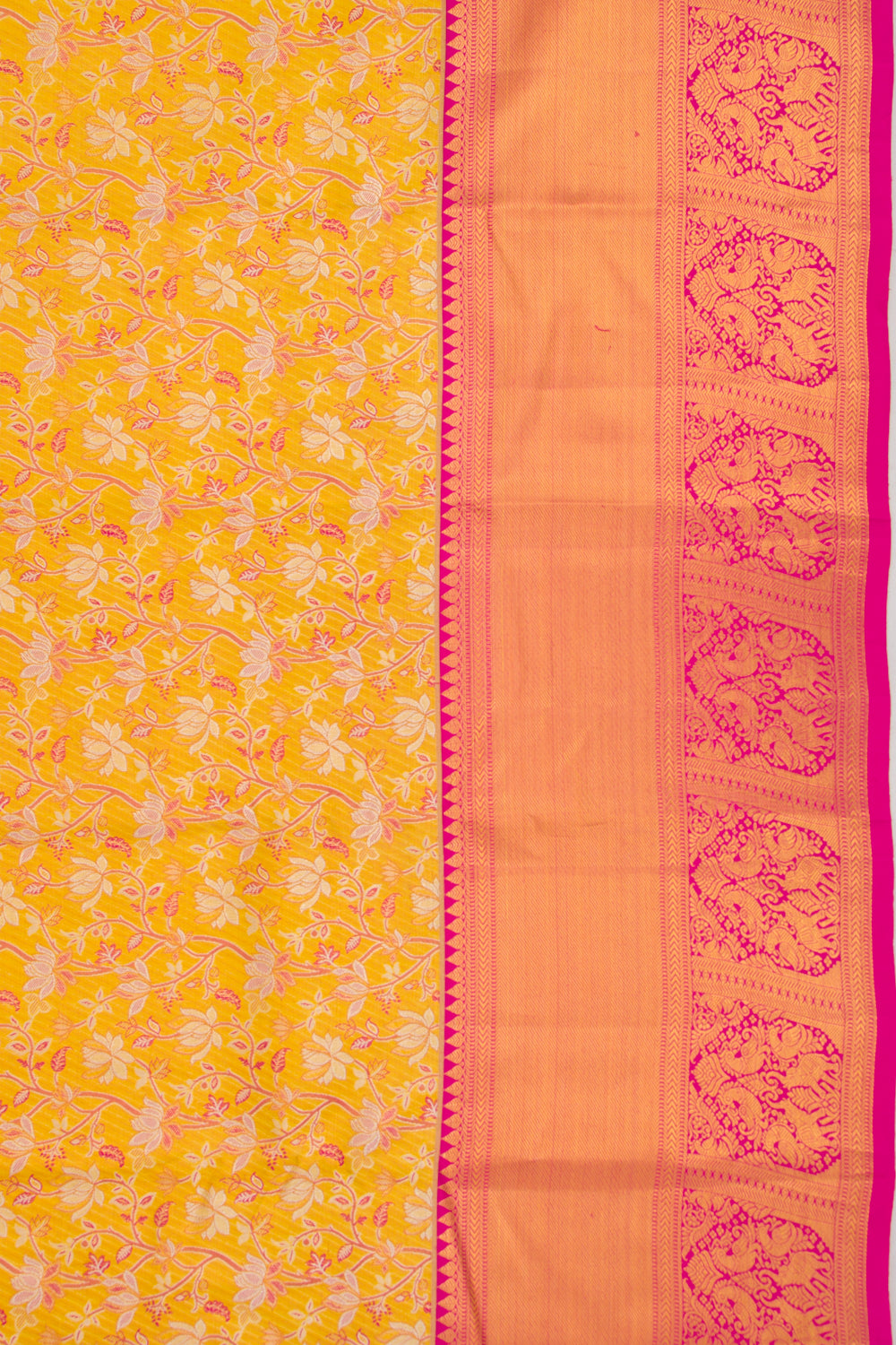 Taranga Kanchi Silk Tissue Jaal Yellow Saree