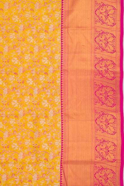 Taranga Kanchi Silk Tissue Jaal Yellow Saree