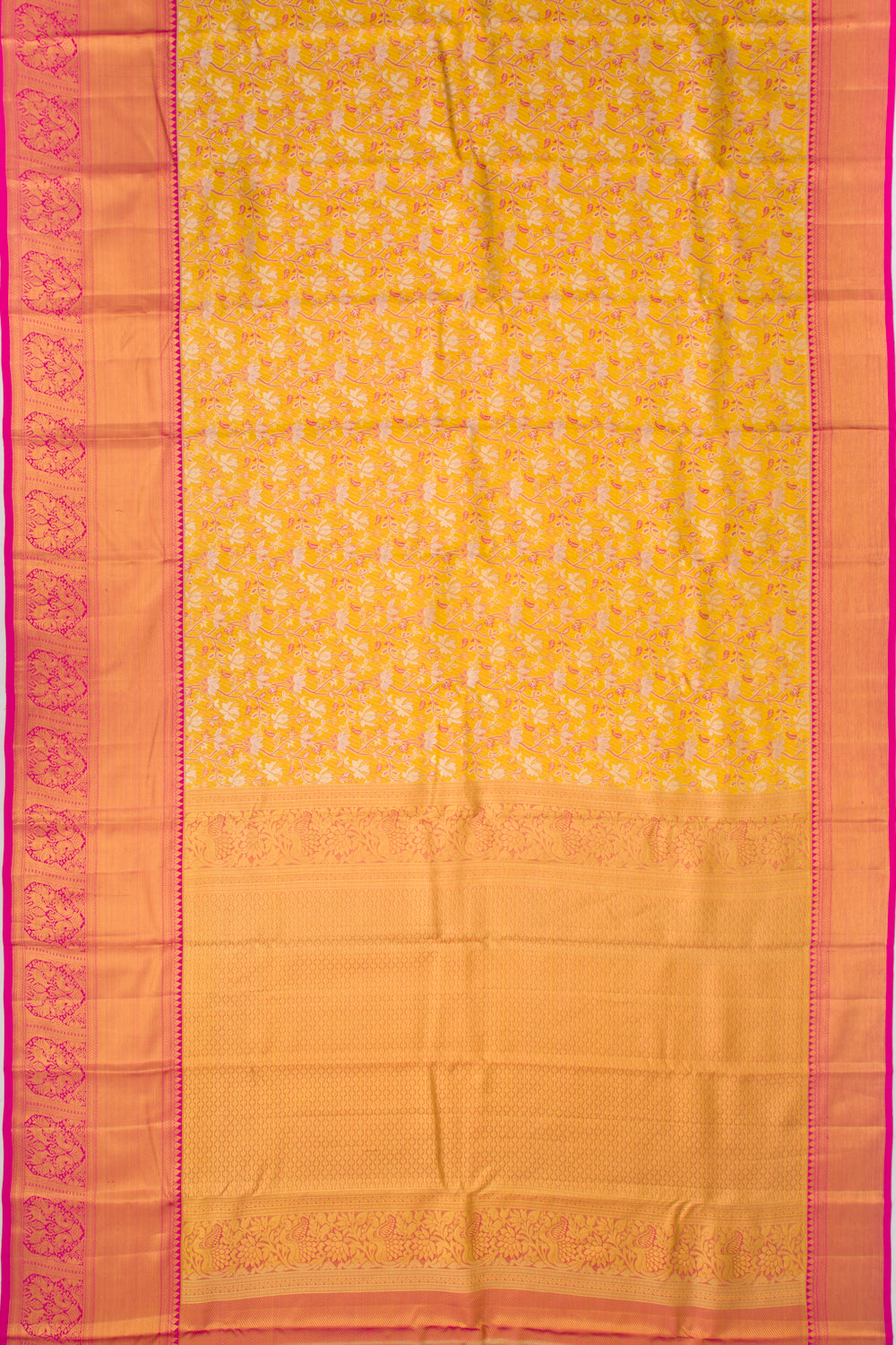 Taranga Kanchi Silk Tissue Jaal Yellow Saree