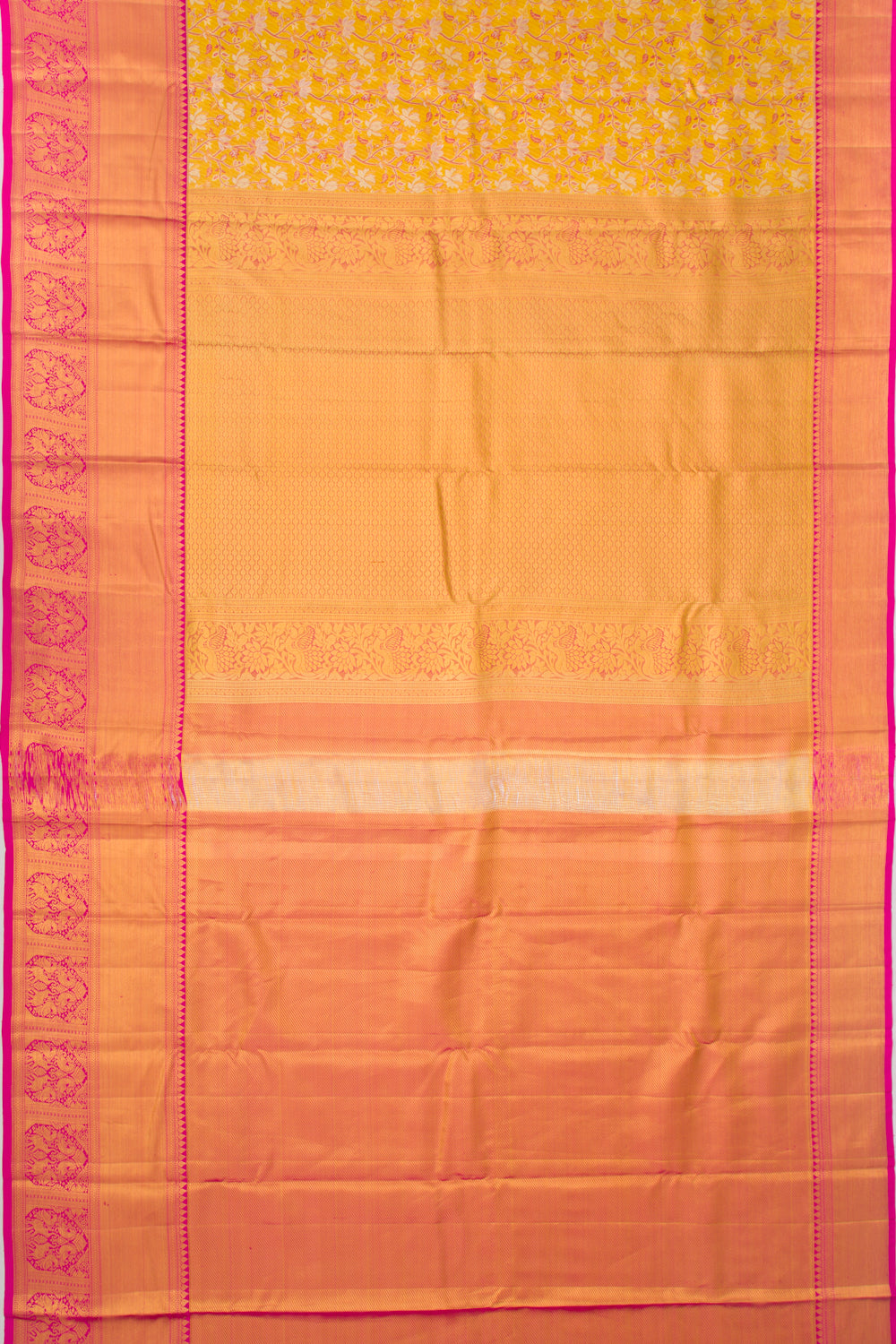 Taranga Kanchi Silk Tissue Jaal Yellow Saree