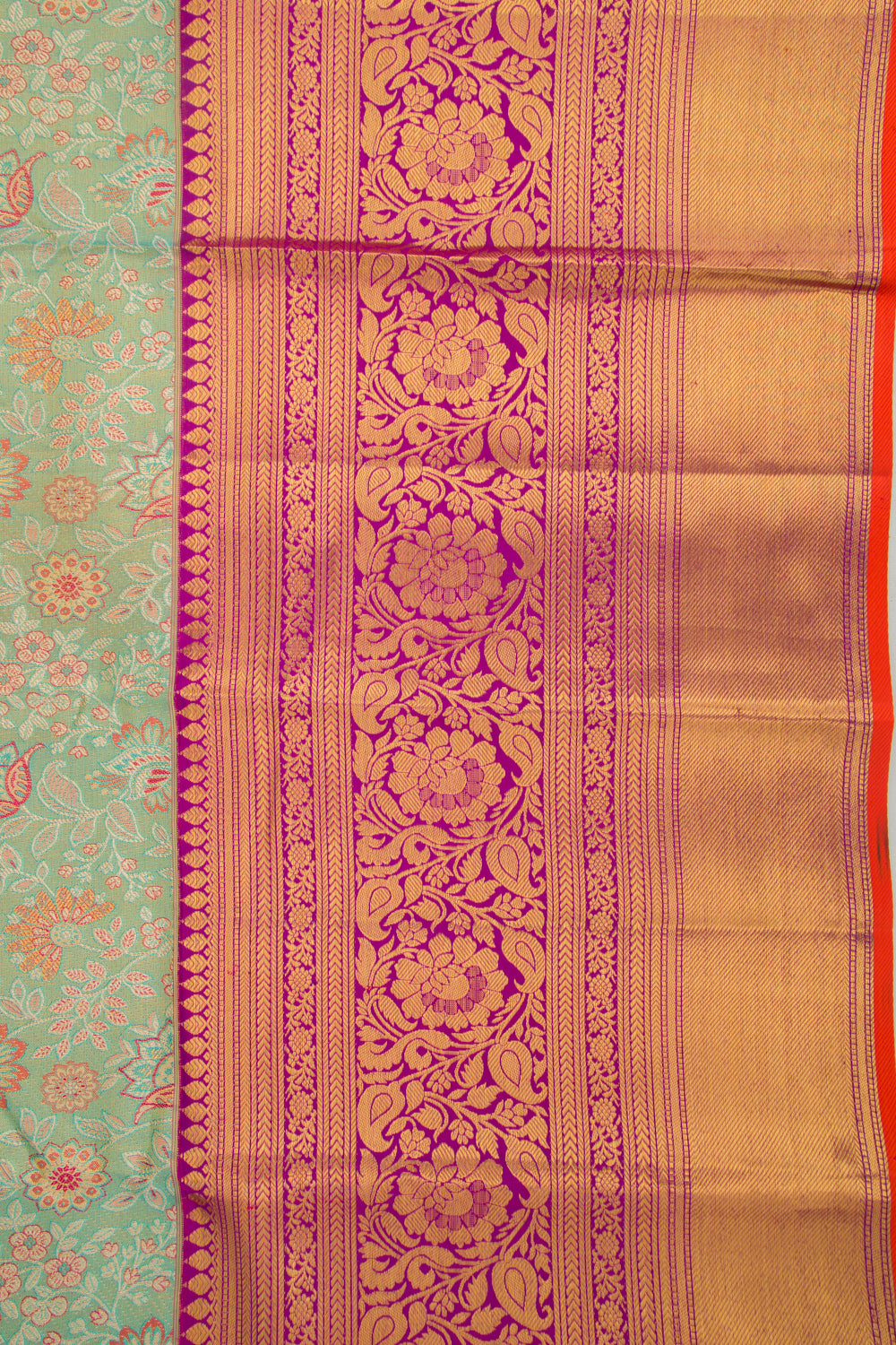 Taranga Kanchi Silk Tissue Brocade Sea Green Saree