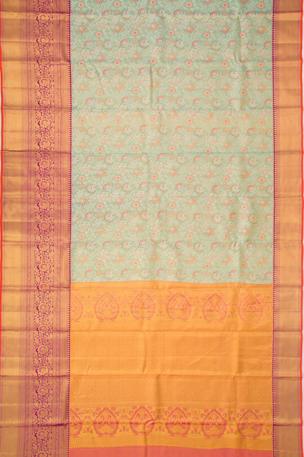 Taranga Kanchi Silk Tissue Brocade Sea Green Saree