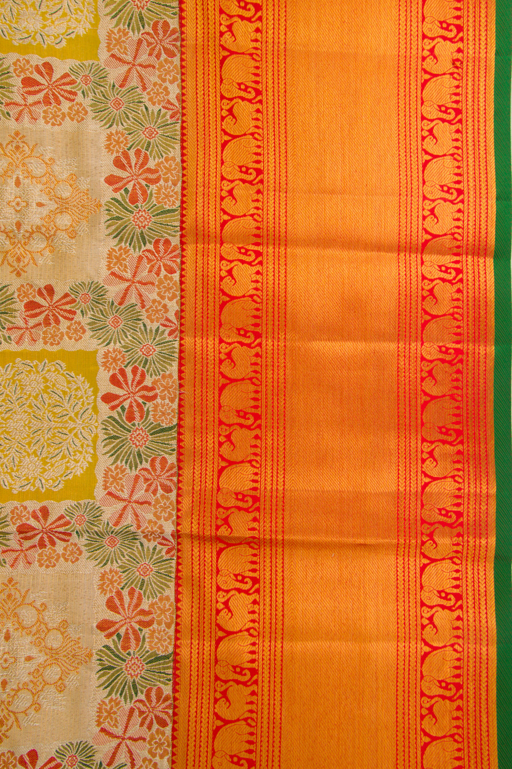 Kanchipuram Silk Tissue Brocade Gold Saree