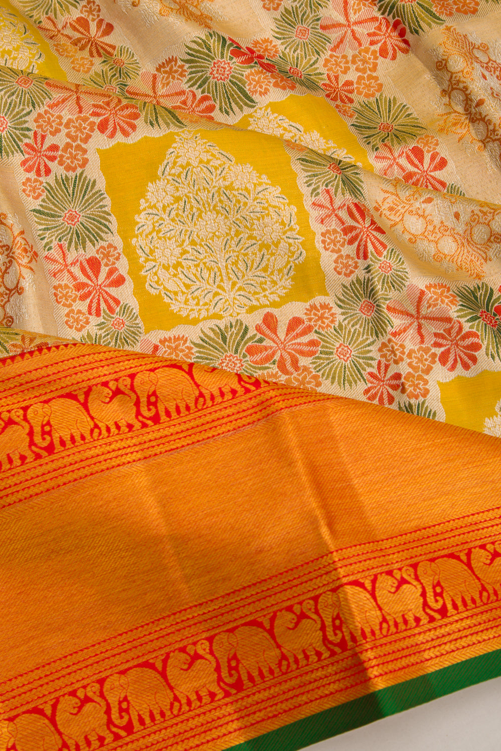 Kanchipuram Silk Tissue Brocade Gold Saree