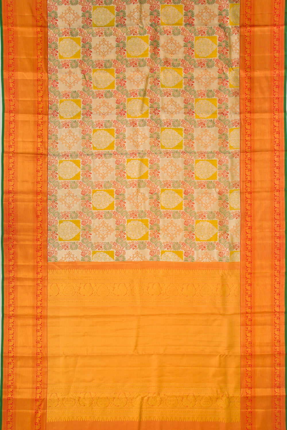 Kanchipuram Silk Tissue Brocade Gold Saree