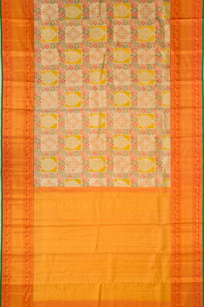 Kanchipuram Silk Tissue Brocade Gold Saree