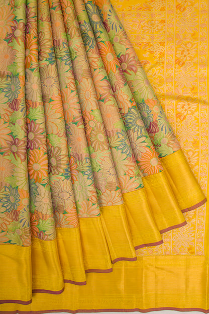 Kanchipuram Silk Tissue Brocade Gold Saree