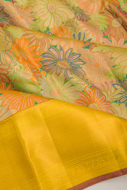 Kanchipuram Silk Tissue Brocade Gold Saree