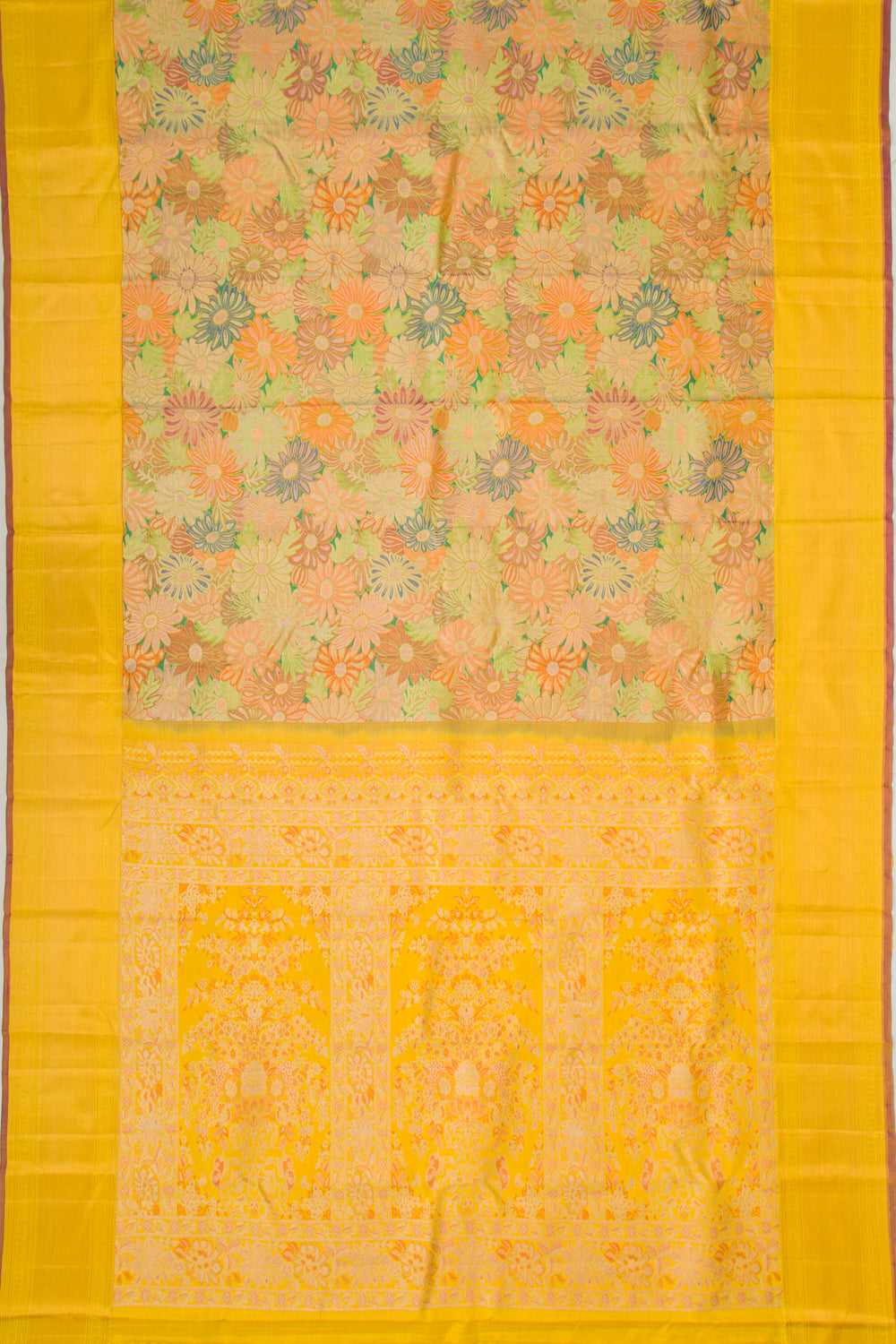 Kanchipuram Silk Tissue Brocade Gold Saree