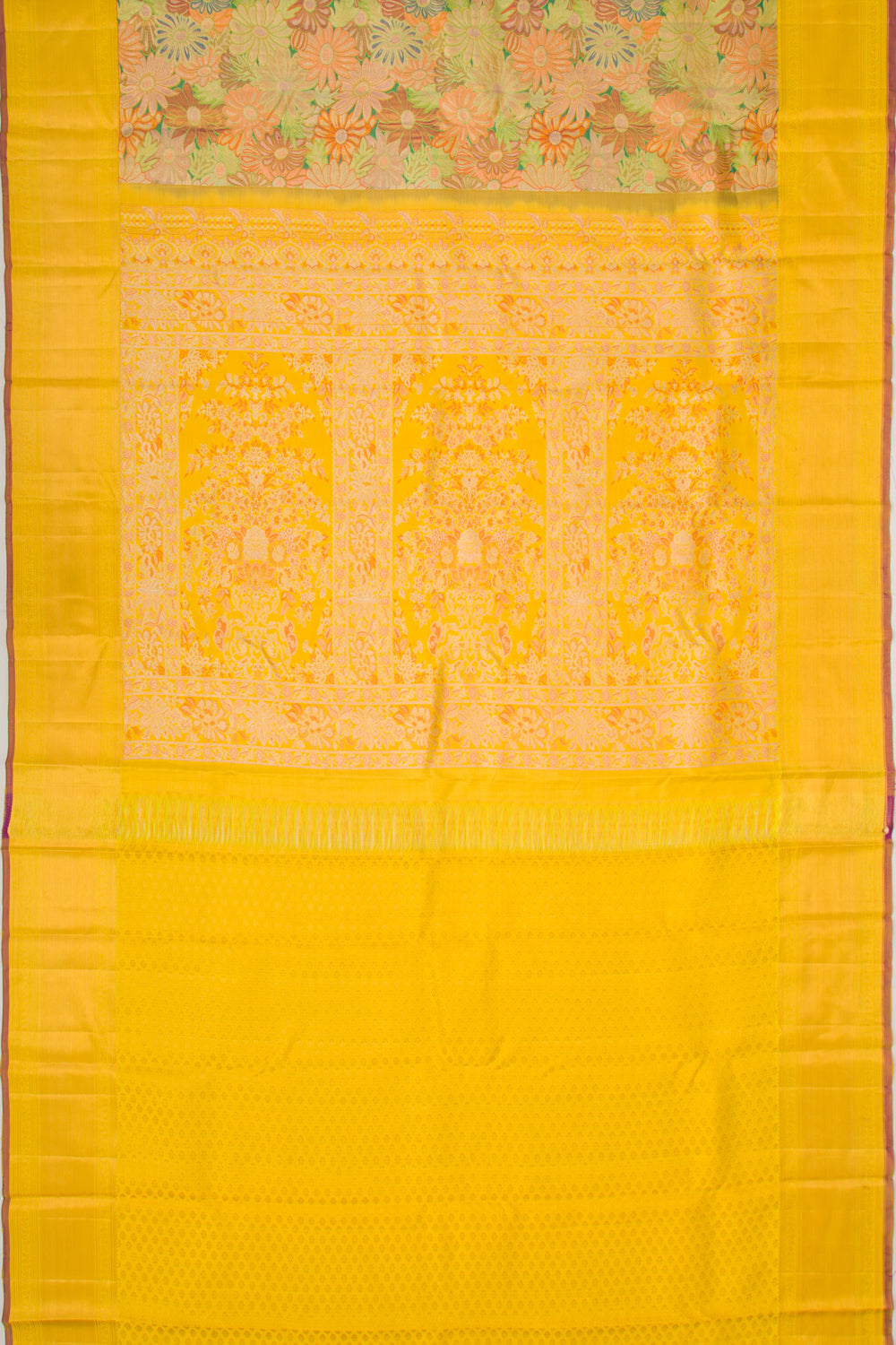 Kanchipuram Silk Tissue Brocade Gold Saree