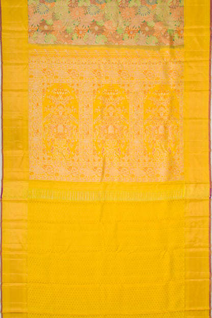 Kanchipuram Silk Tissue Brocade Gold Saree