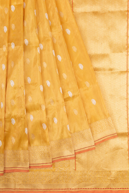 Banarasi Silk Tissue Butta Yellow Saree