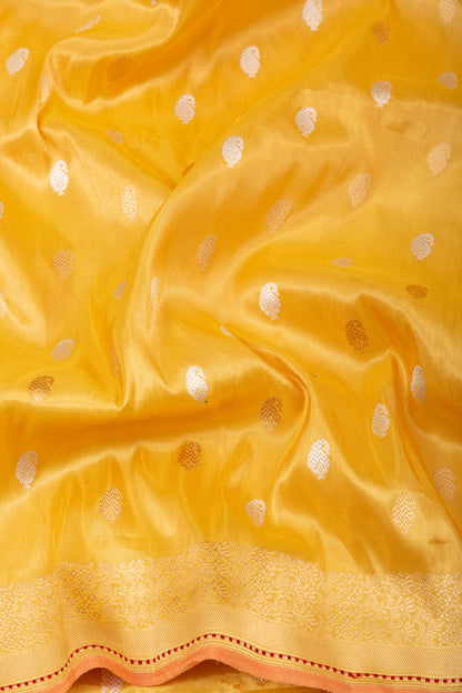 Banarasi Silk Tissue Butta Yellow Saree