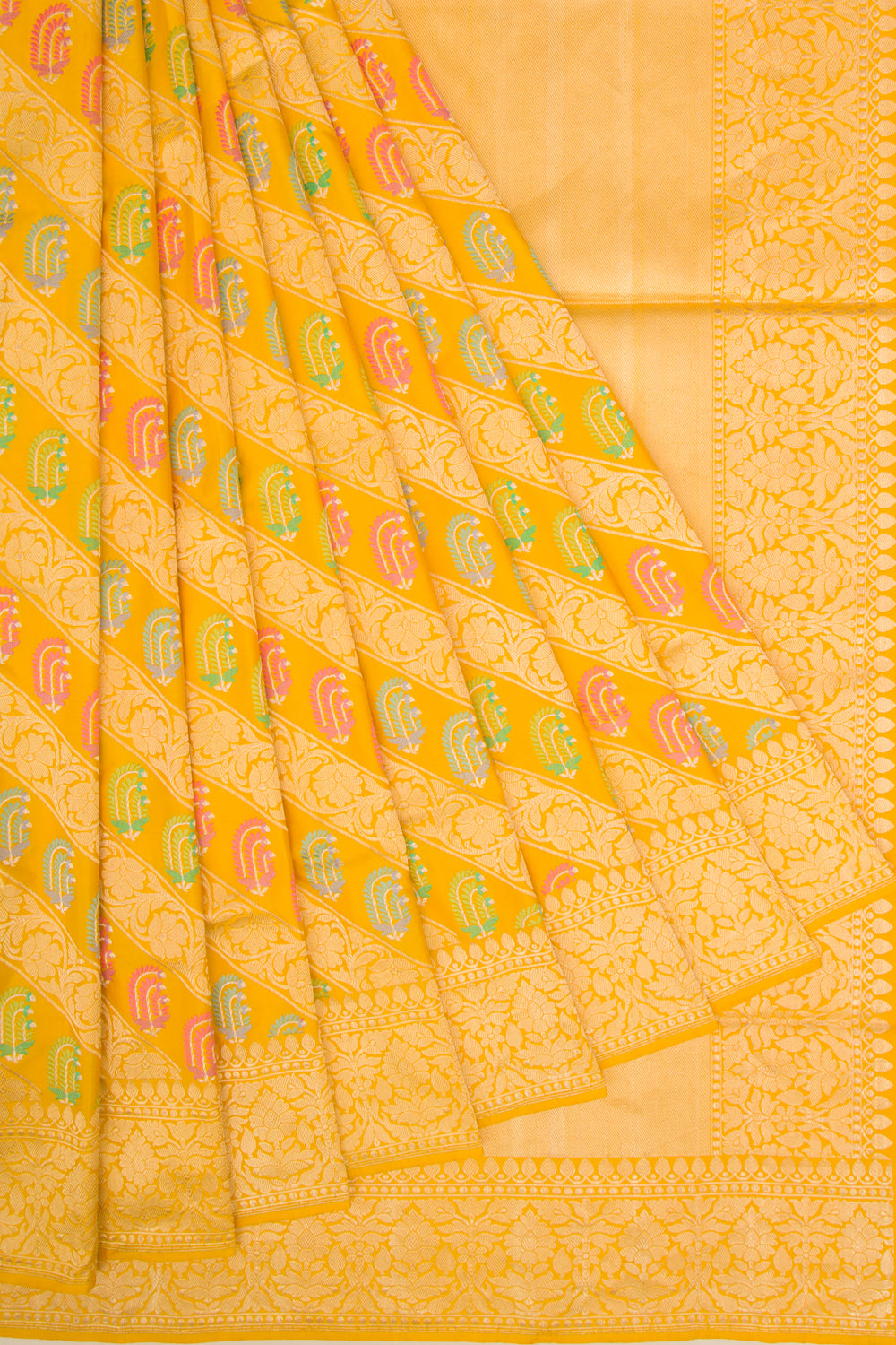 Banarasi Silk Kadwa Jaal Yellow Saree