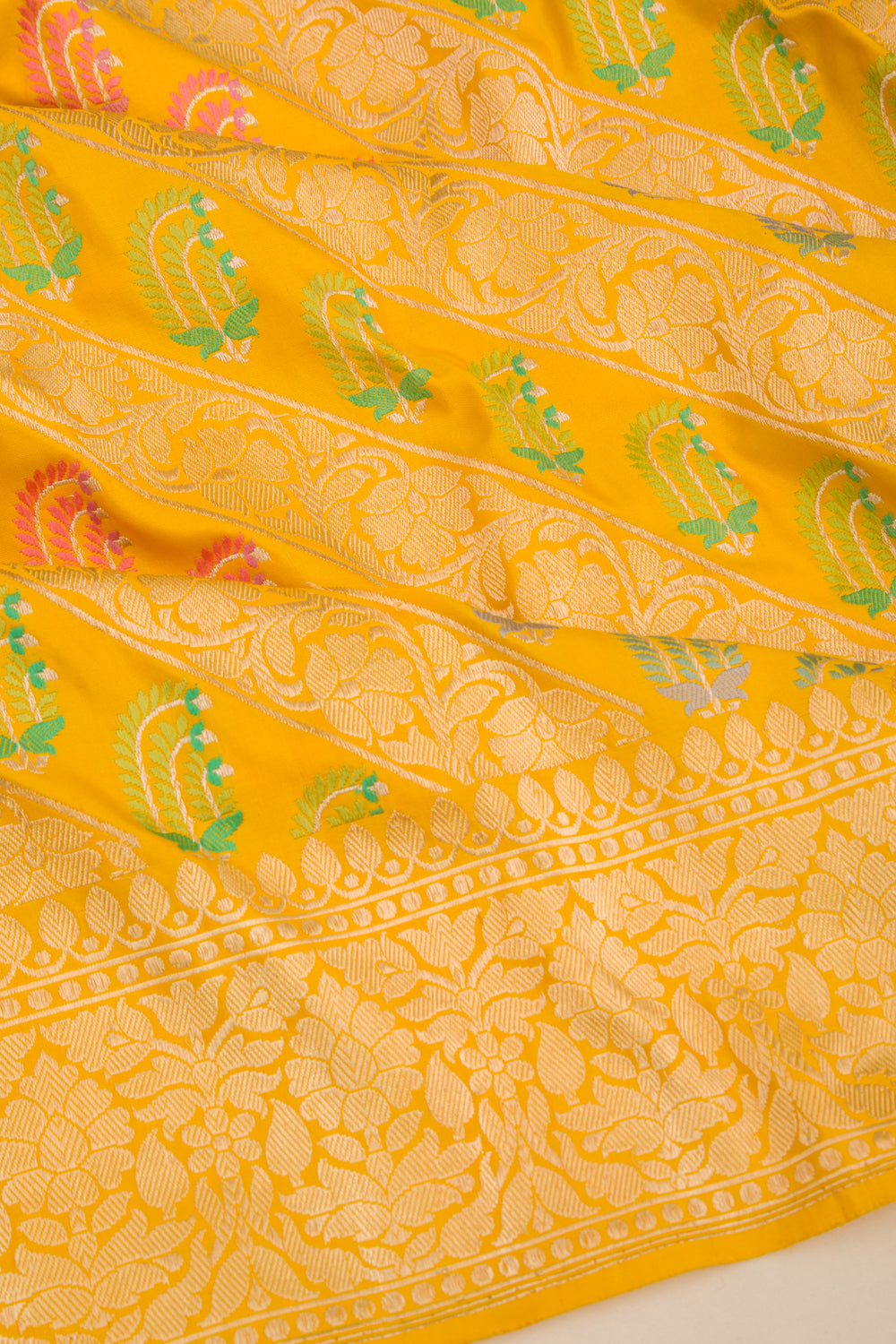 Banarasi Silk Kadwa Jaal Yellow Saree