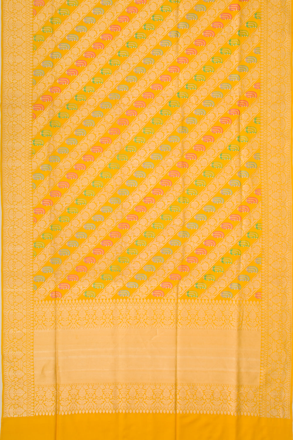 Banarasi Silk Kadwa Jaal Yellow Saree