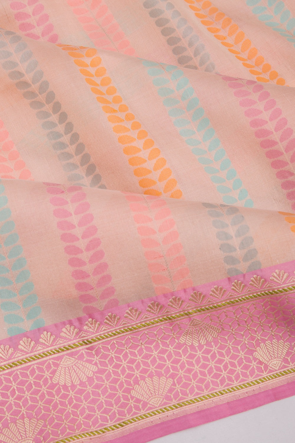 Banarasi Silk Tissue Brocade Peach Saree