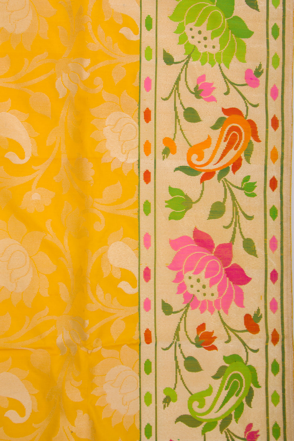 Banarasi Silk Kadwa Jaal Yellow Saree