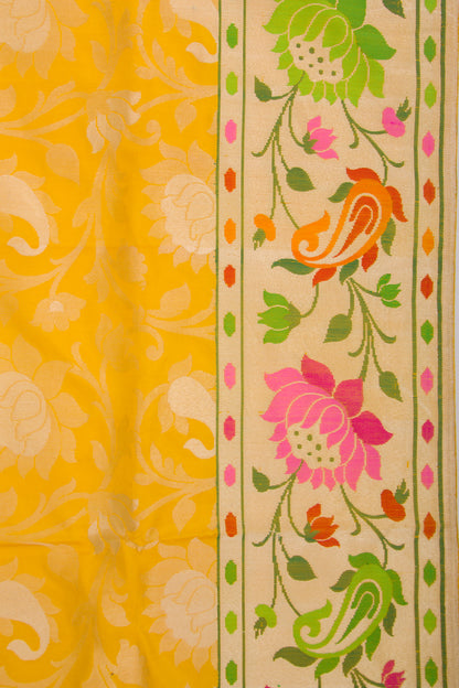 Banarasi Silk Kadwa Jaal Yellow Saree