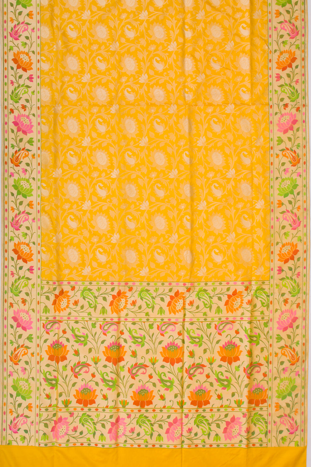 Banarasi Silk Kadwa Jaal Yellow Saree