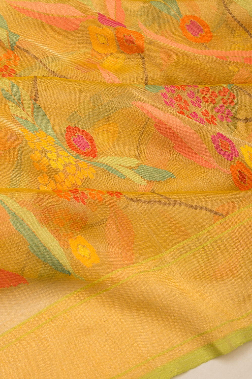 Banarasi Cotton All Over Jamdani Tissue Mustard Yellow Saree